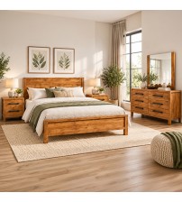Toffee Bedroom Suite – 4 Piece Set with Dresser in Oak Finish Toffee Bedroom Suite – 4 Piece Set with Dresser in Oak Finish
